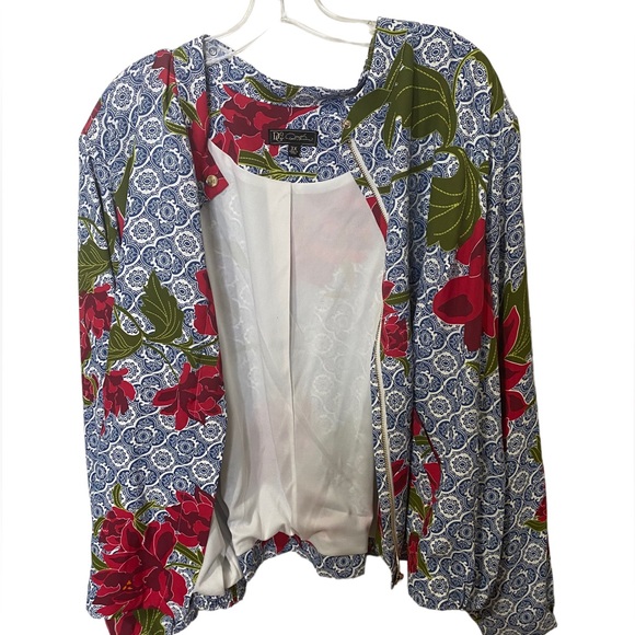 DG2 x DIANE GILMAN Blue Rose Floral Lightweight Zipper Jacket 3X - Picture 8 of 11